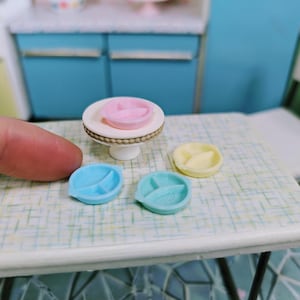 Baby Divided Dish Pastell- 1:12 Puppenhaus Miniatur retro Vintage Küche Puppenzubehör, jade