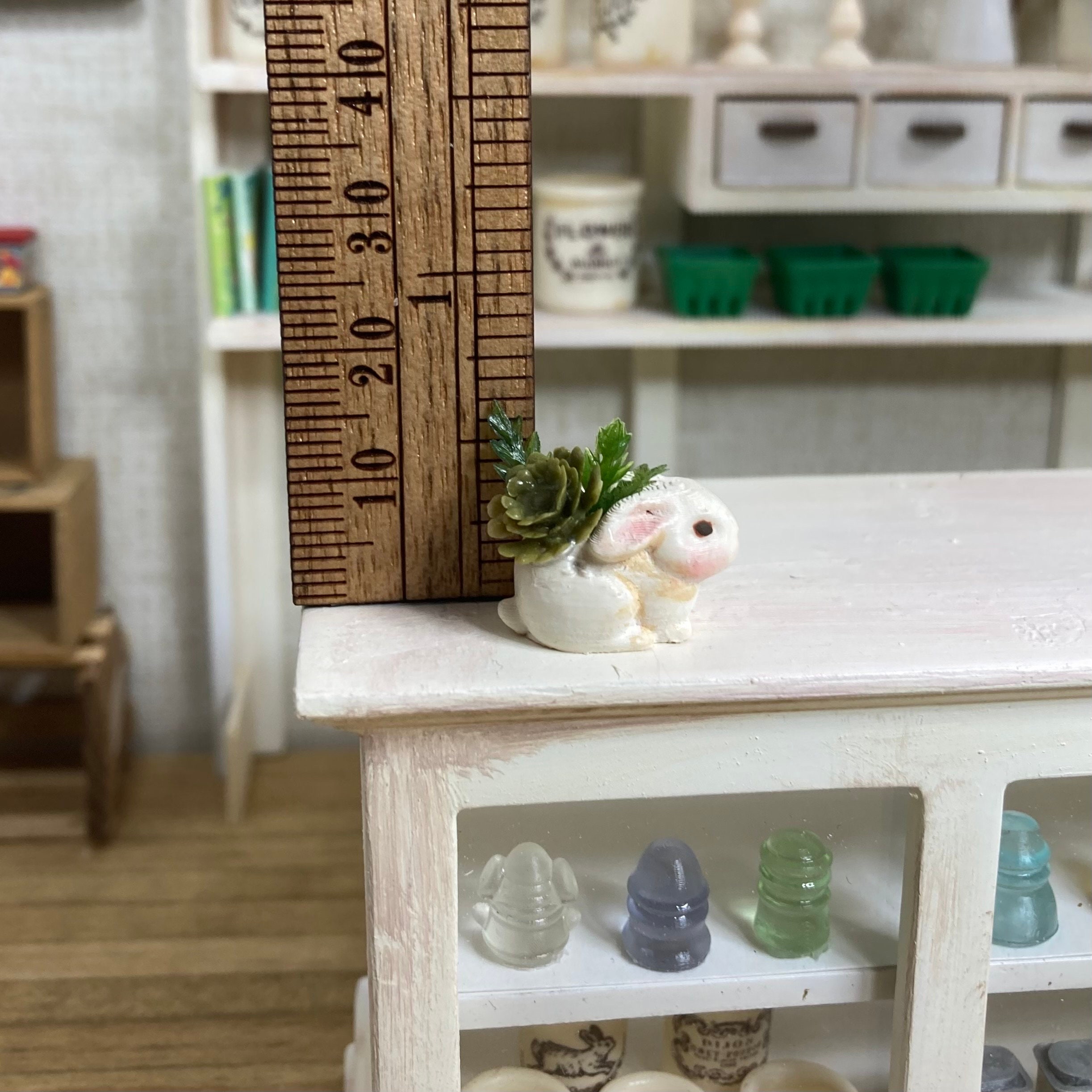 Dollhouse Miniature Bunny Planter Easter or Spring Time Rabbit ...