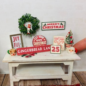 Printable Dollhouse Miniature Vintage Christmas Decorations Signs, wall hangings, DIY instant download