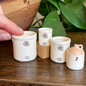 Large Dollhouse Miniature Crock, kitchen mini food accessory doll decor, 1:12 scale, Vintage French Jar, English pottery