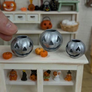 1:12 Pumpkin decor Dollhouse miniature fall or Halloween decoration Tin Galvanized Metal look