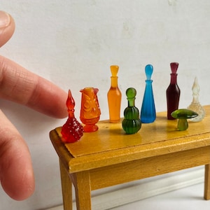 1:12 scale, Dollhouse miniature midcentury Decanter, genie bottle or stopper potion bottle