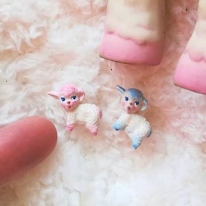 Miniature Toys for playroom, nursery or toy shop. Sheep, lamb, dollhouse toys