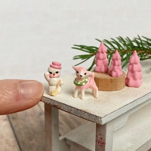 1:12 Dollhouse Miniature Snowman, Christmas tree, or deer figure Christmas accessory, Holiday decor