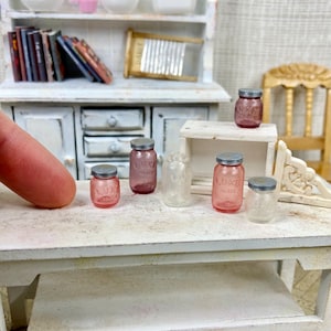 Puppenhaus Miniatur Rosa oder Lila Konservenglas Set Küche Mini Lebensmittel Zubehör Puppe Dekor, Maßstab 1:12
