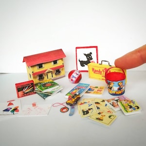 Druckbare Puppenhaus Miniatur Vintage Spielzeug DIY sofort-Download für Kinderzimmer, Spielzimmer oder Spielzeugladen
