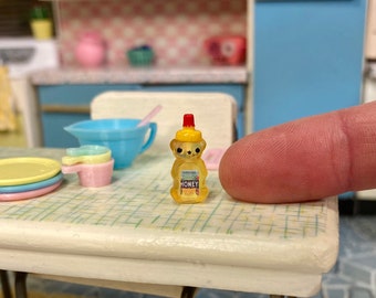 Dollhouse Miniature Honey bear jar kitchen mini food accessory doll decor, 1:12 scale