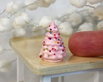 1:12 Pink Tree Dollhouse Miniature  Christmas Tree decoration Holiday decor