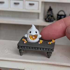 1:12 Puppenhaus Miniatur Halloween Geist Süßigkeiten Teller, Herbst Zubehör, Geist Dekor,