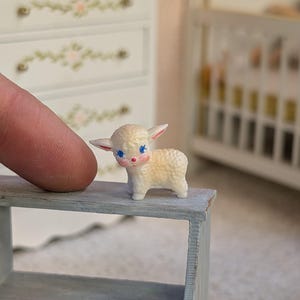Miniature Lamb toy for playroom, nursery or toy shop. Sheep, lamb, dollhouse toys