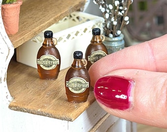 Dollhouse Miniature Maple Syrup bottle, jug jar kitchen mini food accessory doll decor, 1:12 scale