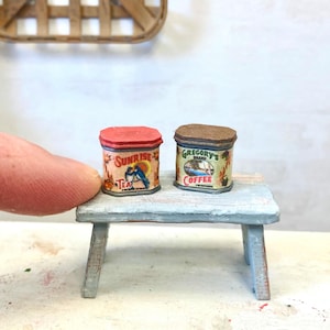 1:12 Tea or Coffee tin, vintage or antique Dollhouse Miniature kitchen pantry accessory decor food