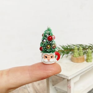 Miniature Christmas tree in Santa mug decoration 1:12