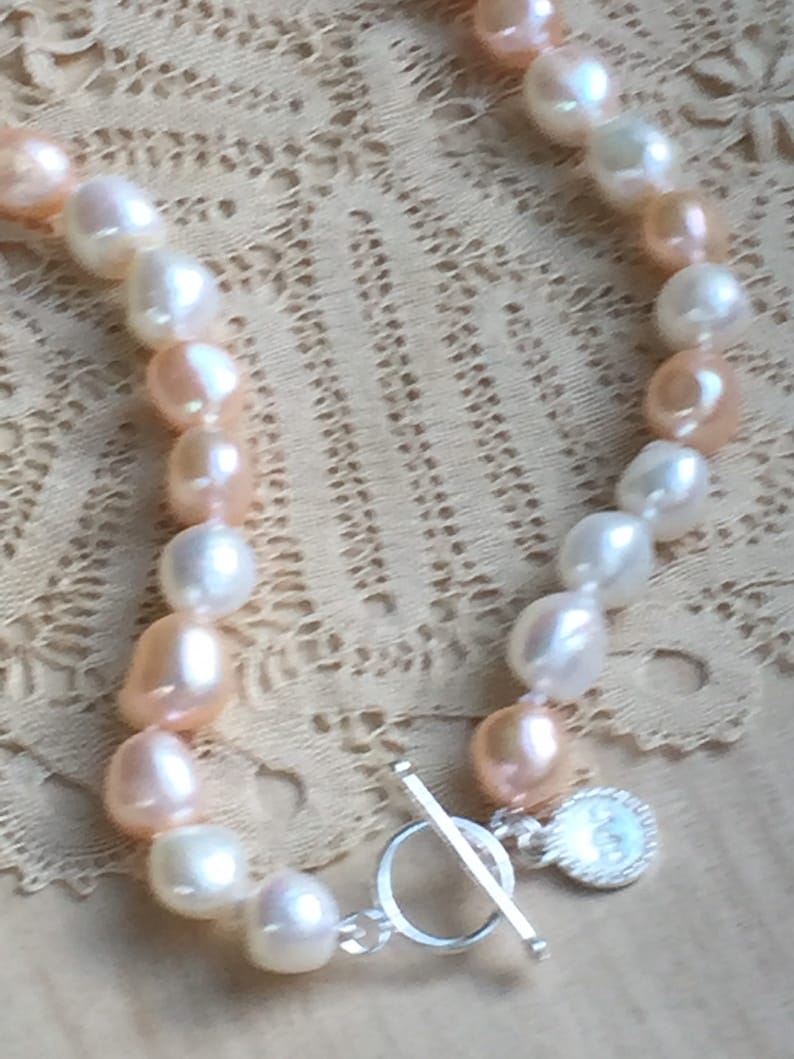 20\u201d Necklace Of Large Pink And White Freshwater Baroque Pearls