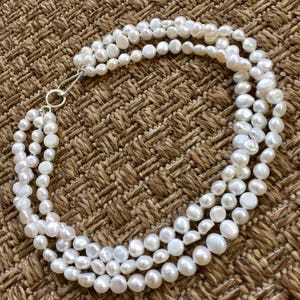 Triple Strand Baroque Freshwater Pearl Choker-Handmade in Charleston SC