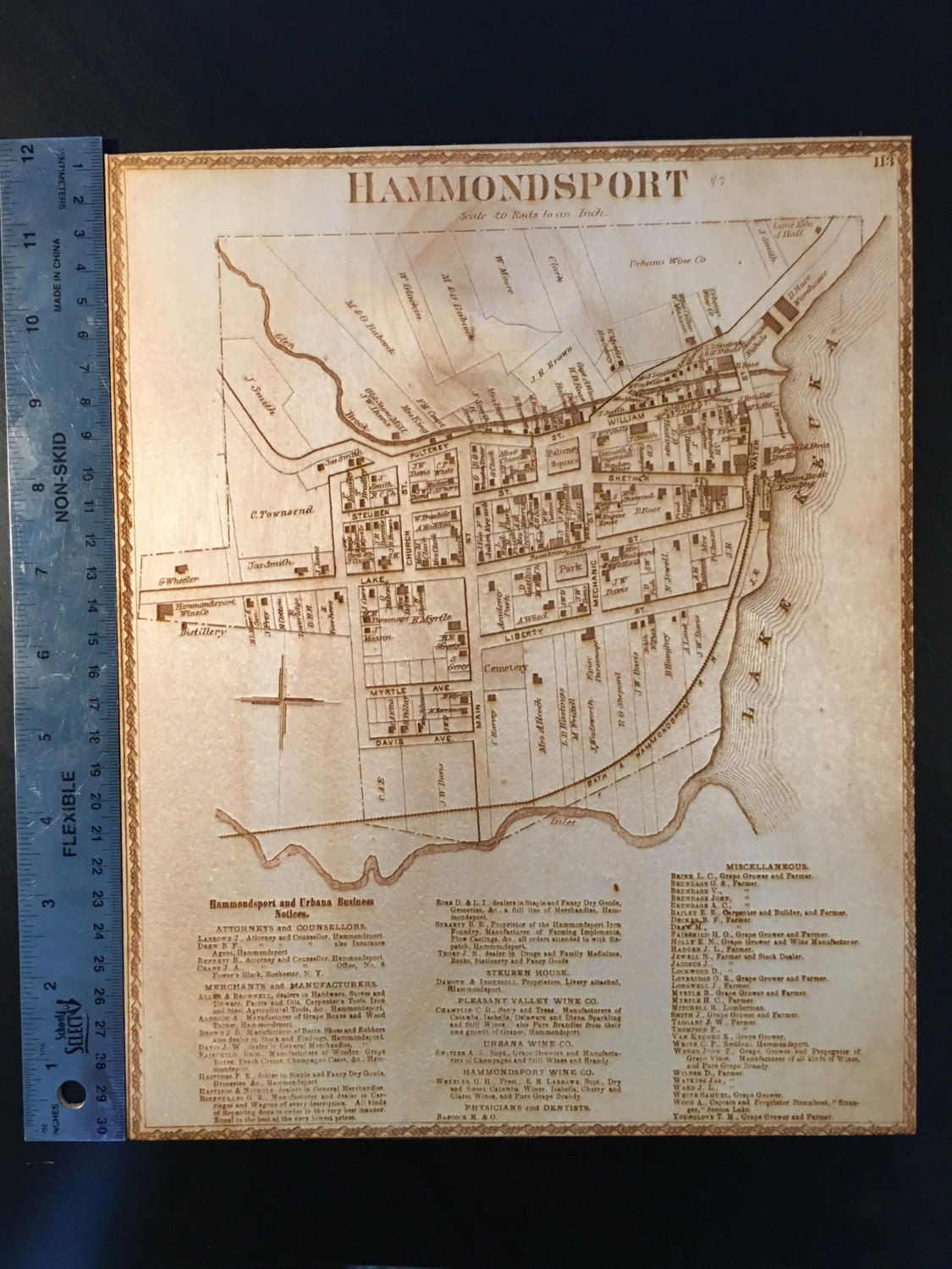 Hammondsport NY Map from 1873 Etsy
