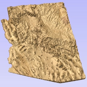Mapa de relevo 3D do estado de AZ
