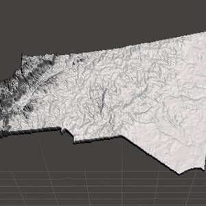 Modèle 3D de la Caroline du Nord (format STL) avec un contour vectoriel (format DXF)