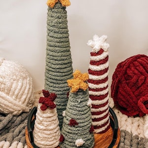 Christmas Knitting Patterns Knitted Trees, Three Sizes, Christmas Tree Cozy  Hand Knit Holiday DIY Decoration Gift Yarn Wool 