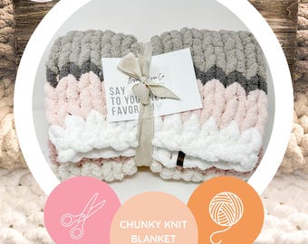 Chunky Knit Blanket Finger Knitting Video Tutorial Pattern