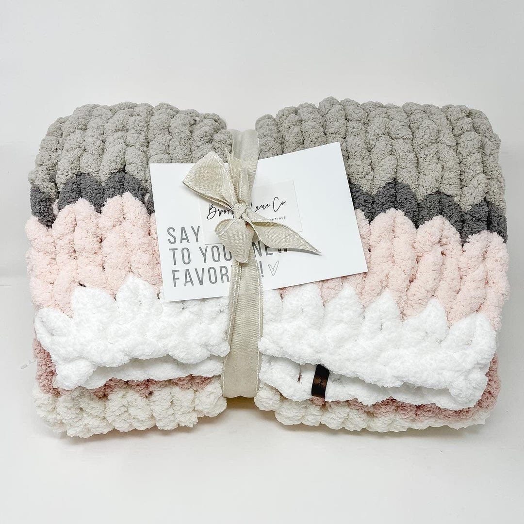 Chunky Knit Baby Blanket- Blush