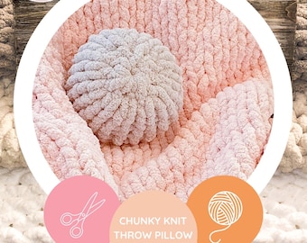Chunky Knit Throw Pillow Decor Finger Knitting Video Tutorial Pattern