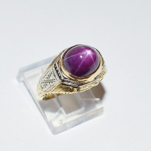 STAR RUBY RING in two tone 14k gold