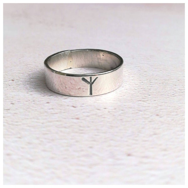 Viking Rune personalised initial talisman ring made from 100% recycled sterling silver