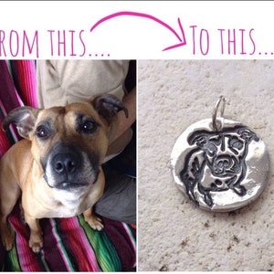 Dog cat necklace - Custom portrait photo print necklace - solid silver pet memorial jewelry, personalised pet pendant, animal jewellery