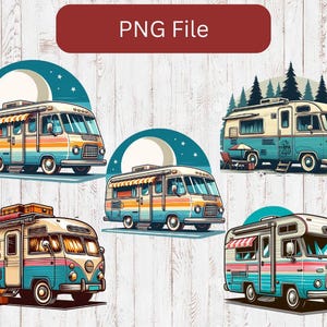 Retro Happy Camper RV PNG Sublimation Design File | Vintage Camper Van ...