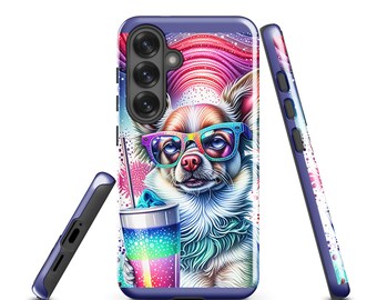 Funda para Samsung con diseño de chihuahua: regalo colorido para amantes de los perros, funda resistente para teléfono.