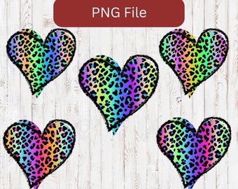 Animal Print Leopard Print Rainbow Hearts PNG Files Clip Art