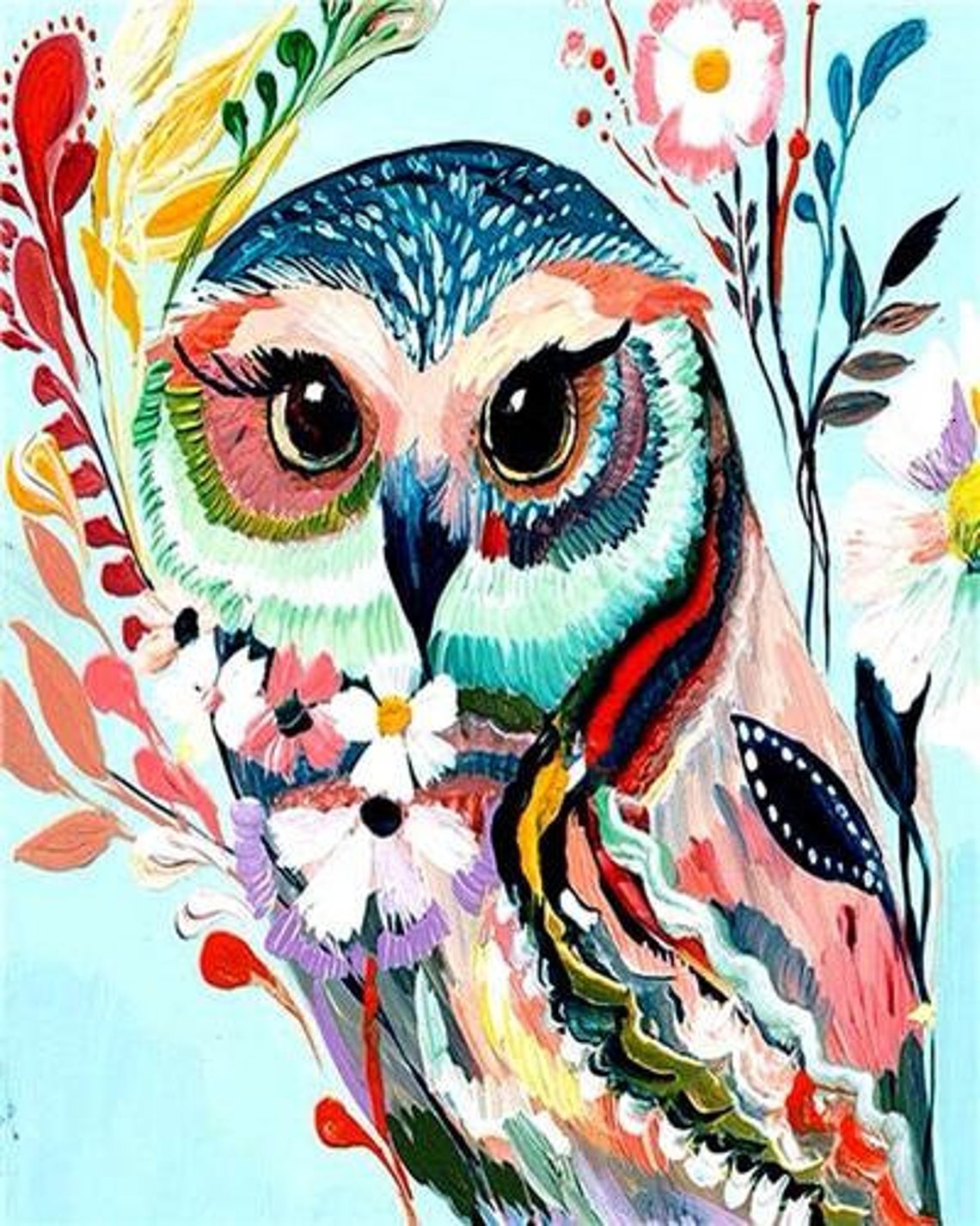 diy-paint-by-number-kit-owl-picture-etsy