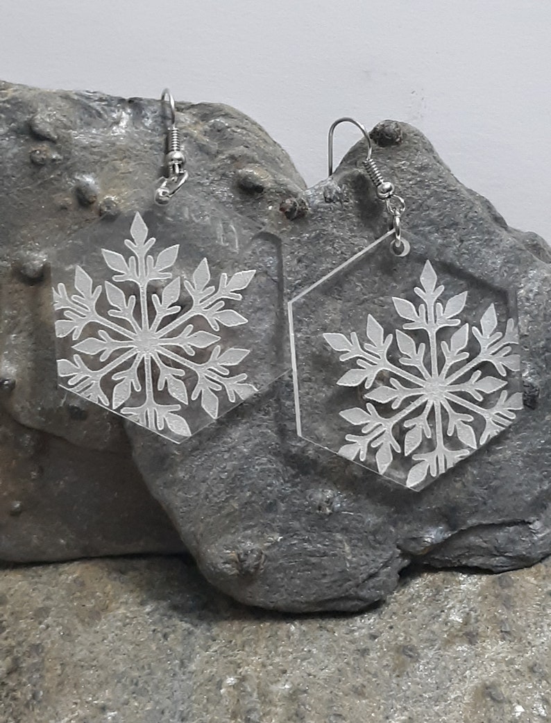 Acrylic Snowflake Earrings image 1