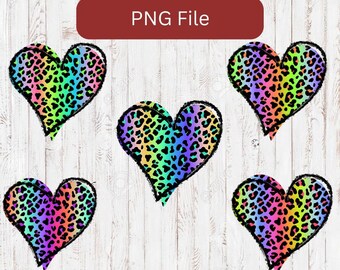 Animal Print Leopard Print Rainbow Hearts PNG Files Clip Art