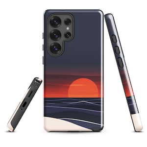 Sunset Beach Samsung Galaxy Case - Minimalist Retro Phone Cover S25 S26