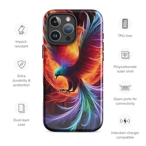 Tough Case for iPhone® - Colorful Rising Phoenix Design, Durable & Stylish Protection, Unique Phone Accessory, Gift Idea