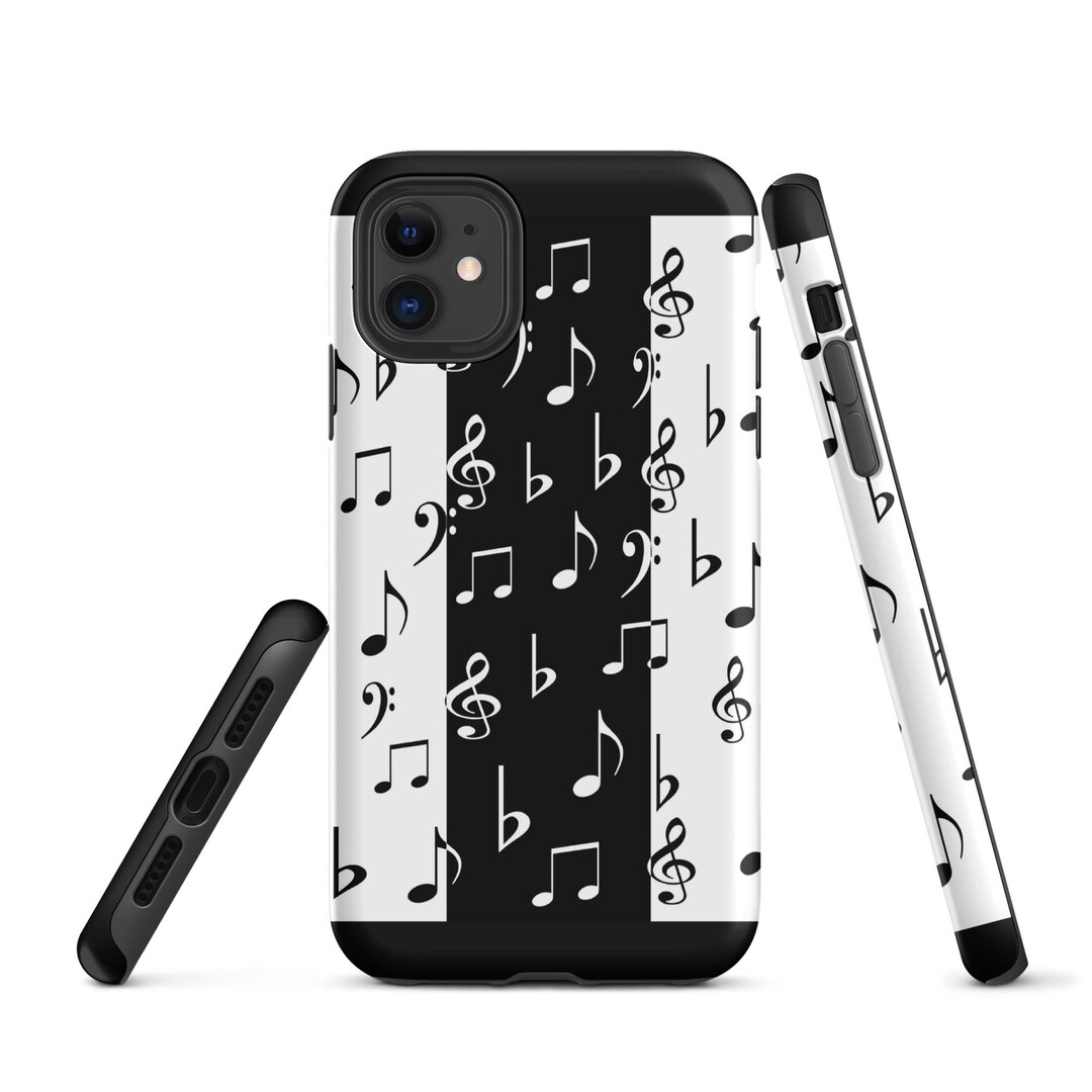 Phone Back Cover Notes Tough Case for Iphone® - Music Notes Design, Black & White Phone Cover ...