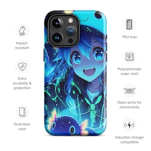 Lofi Anime Axolotl Etui na Telefon Wytrzymałe Etui na iPhone® Anime Etui na Telefon iPhone 12 13 14 15 iPhone Max Mini