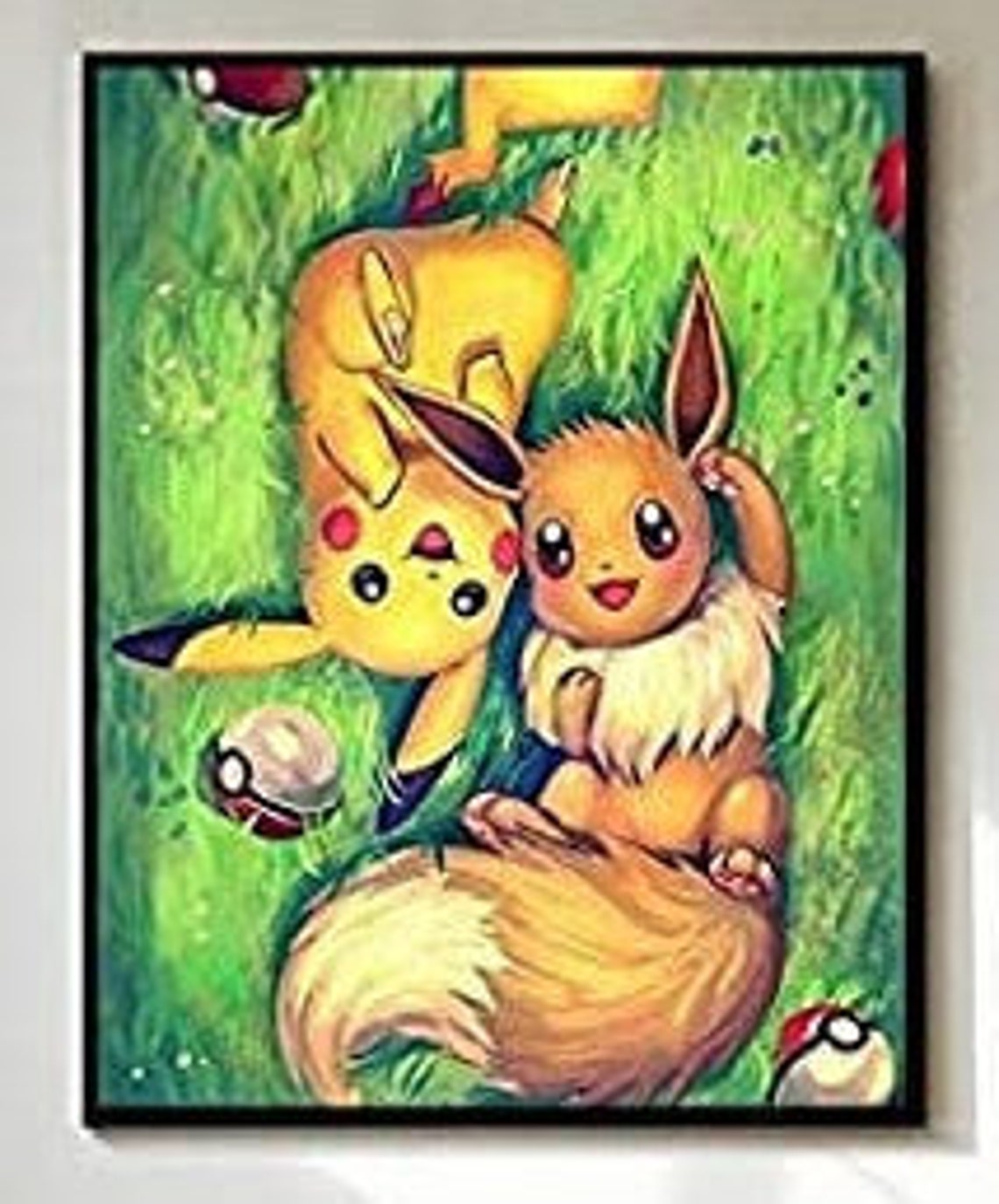 DIY Paint by number kit Pokemon Pikachu and Eevee includes Etsy