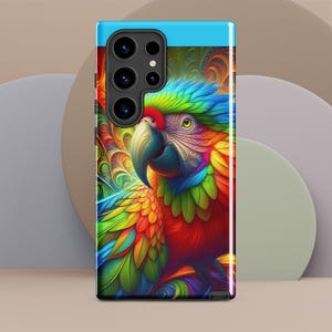 Tough Case for Samsung® - Jeweled Macaw Parrot Design, Durable Tropical Birds Phone Cover, Unique Gift for Bird Lovers