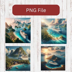 Cruise Ship PNG Bundle Tropical Mediterranean Cruise Sublimation Design Files