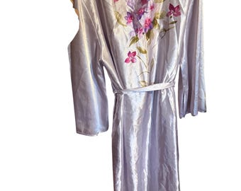 Vintage Valerie Stevens Satin lange Robe Nachtwäsche Lounge Wear 2 Teiler Set Damen mediu
