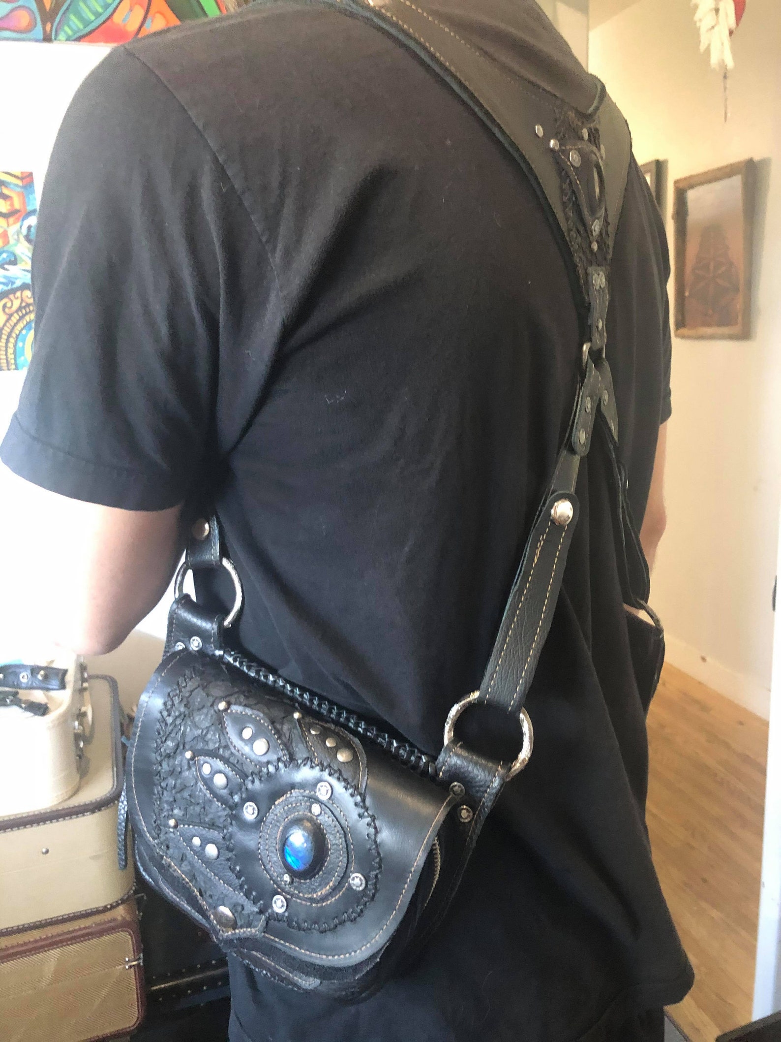 Burner Vest Festival Leather Holster Vest With Pockets Etsy