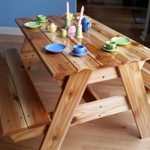 Hand Crafted Kids Cedar Picnic Table New and Improved image 9