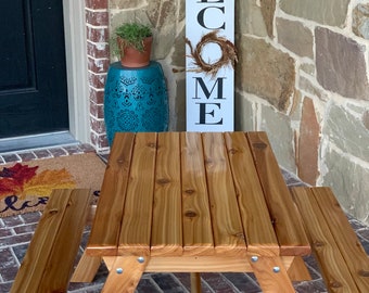 Hand Crafted Kids Cedar Picnic Table with Detachable Legs for storing