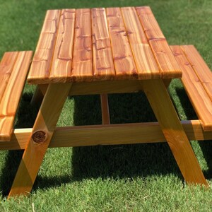 Hand Crafted Kids Cedar Picnic Table New and Improved image 2