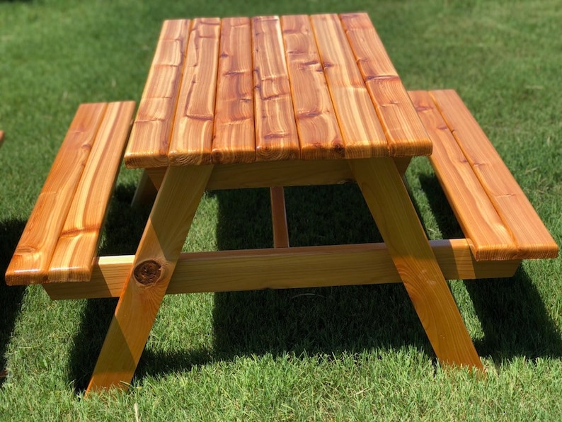 Hand Crafted Kids Cedar Picnic Table New and Improved image 2