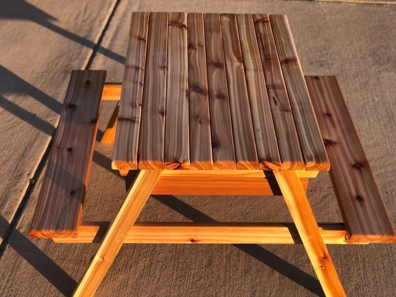 Hand Crafted Kids Cedar Picnic Table New and Improved image 4