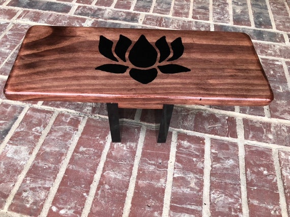 Handcrafted Red Mahogany Stain Pi Meditation Bench With Hand Etsy